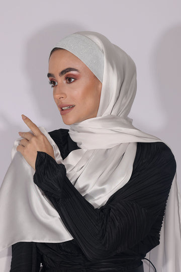 Shine the hijab Al Johara silk satin hijab for bridal and special occasions