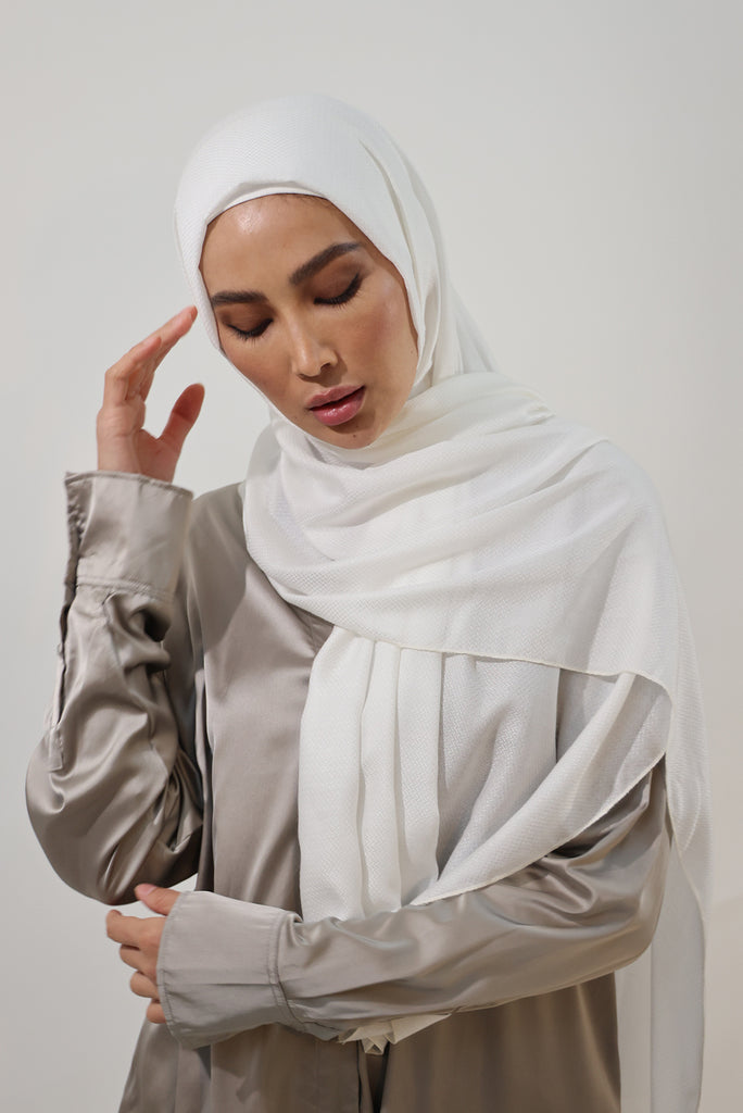 Shine The Hijab Aloe Vera Fabric Hijab Collection in its Natural Ivory Color