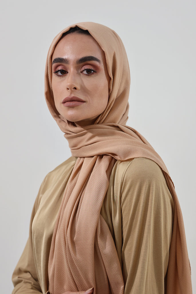 Shine The Hijab Aloe Vera Fabric Hijab Collection in its Terracotta Color