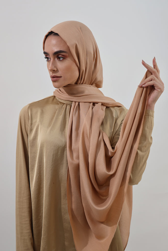 Shine The Hijab Aloe Vera Fabric Hijab Collection in its Terracotta Color