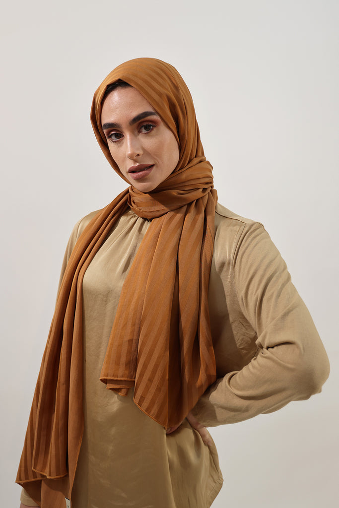 Shine The Hijab Banana Fabric Hijab Collection in its Mocha Brown Color