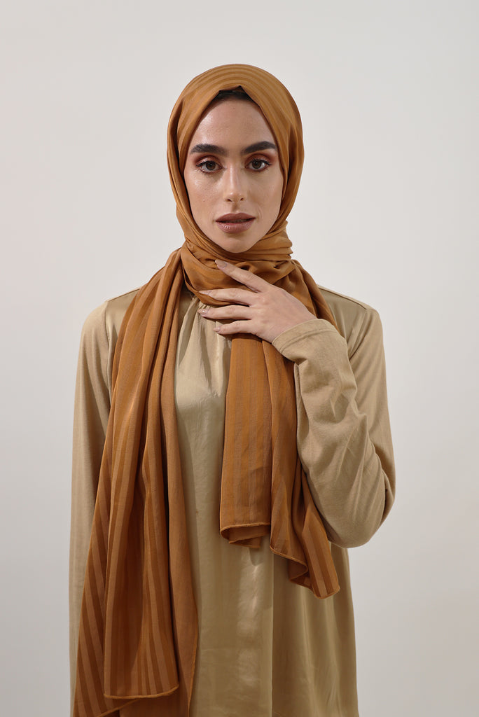Shine The Hijab Banana Fabric Hijab Collection in its Mocha Brown Color
