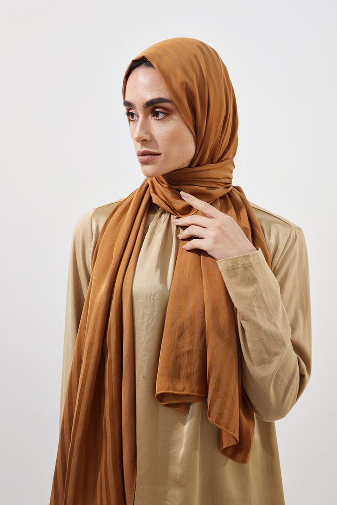 Shine The Hijab Banana Fabric Hijab Collection in its Mocha Brown Color