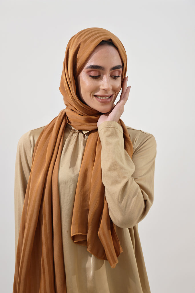 Shine The Hijab Banana Fabric Hijab Collection in its Mocha Brown Color