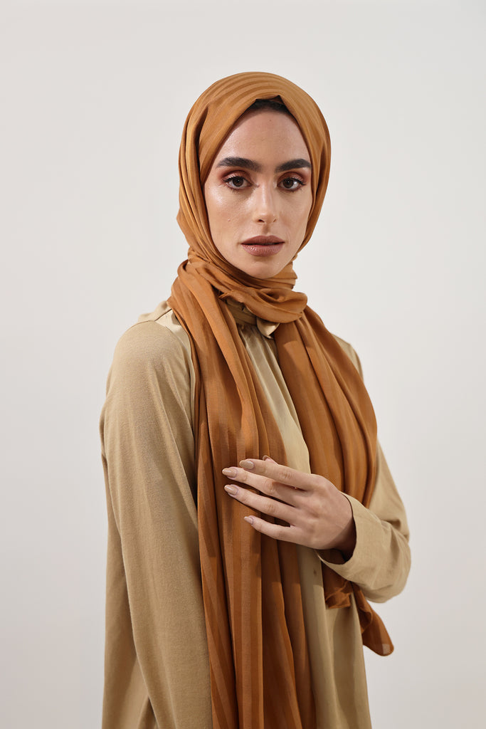 Shine The Hijab Banana Fabric Hijab Collection in its Mocha Brown Color