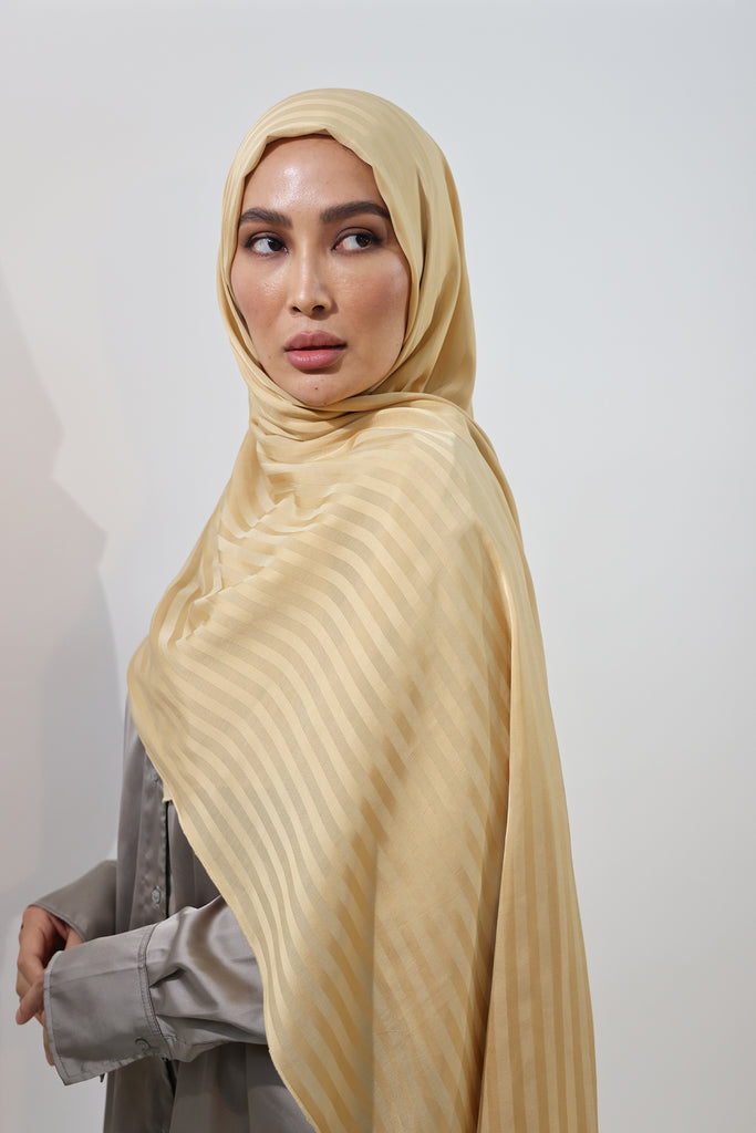 Shine The Hijab Banana Fabric Hijab Collection in its Straw color