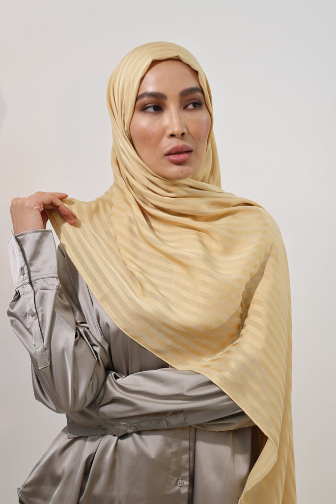 Shine The Hijab Banana Fabric Hijab Collection in its Straw color