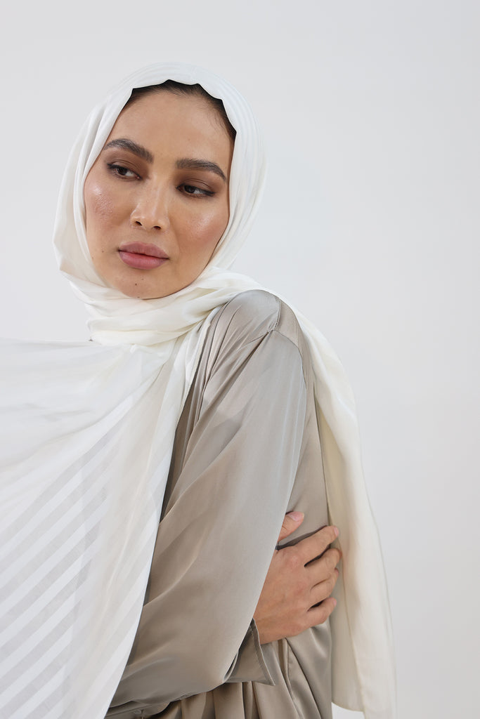 Shine The Hijab Banana Fabric Hijab Collection in its Natural Ivory color