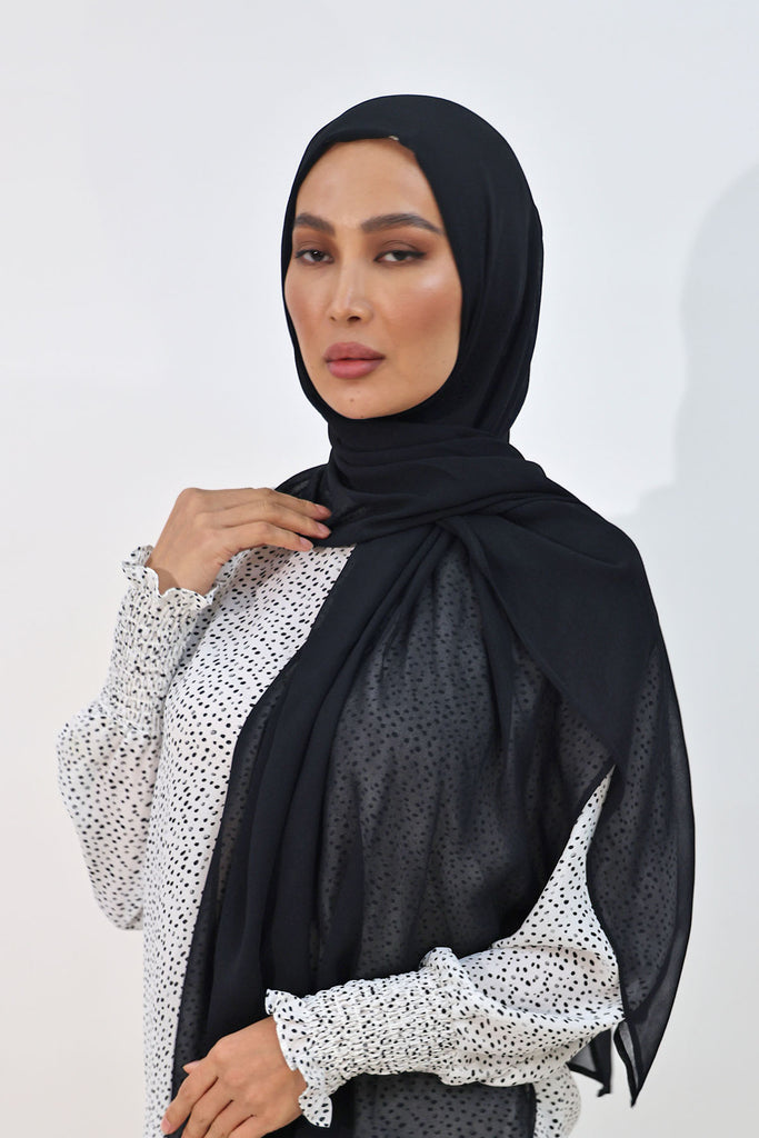 Everyday Chiffon Hijab in Black made by Shine The Hijab