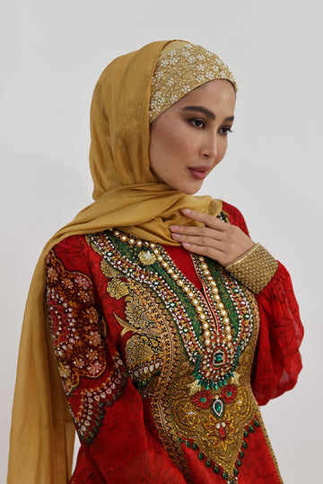 Shine the hijab Gold glow set for bridal and special occasions