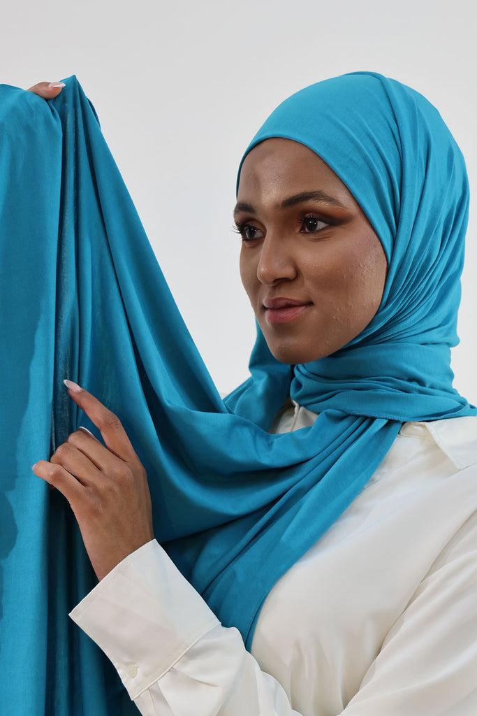 Premium Jersey Hijab - Verdigris Green