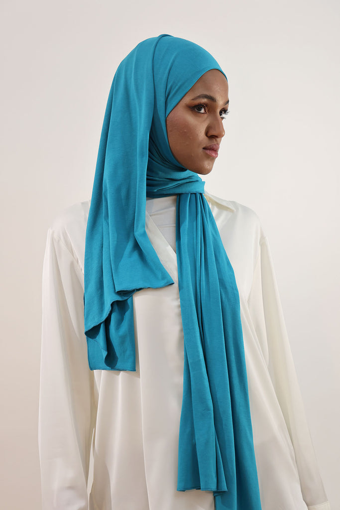 Premium Jersey Hijab - Verdigris Green