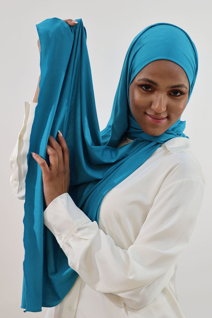 Premium Jersey Hijab - Verdigris Green