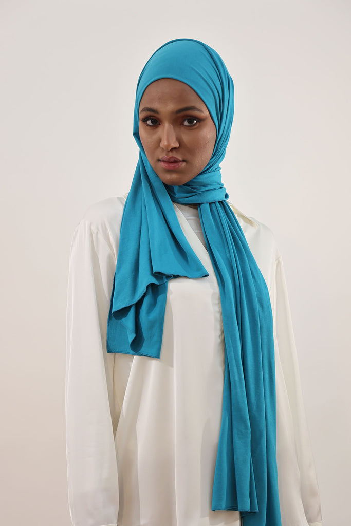 Premium Jersey Hijab - Verdigris Green