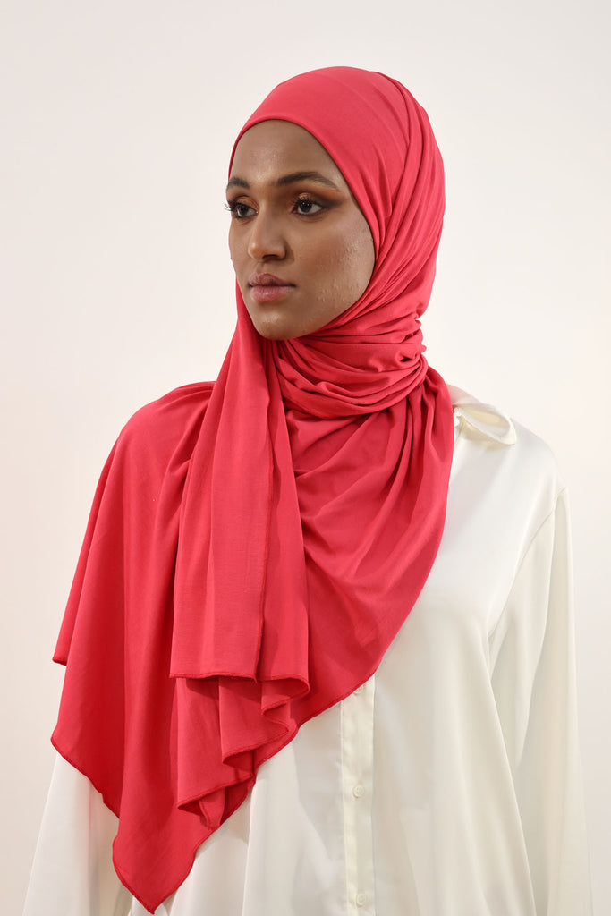 Premium Jersey Hijab - Luscious Red