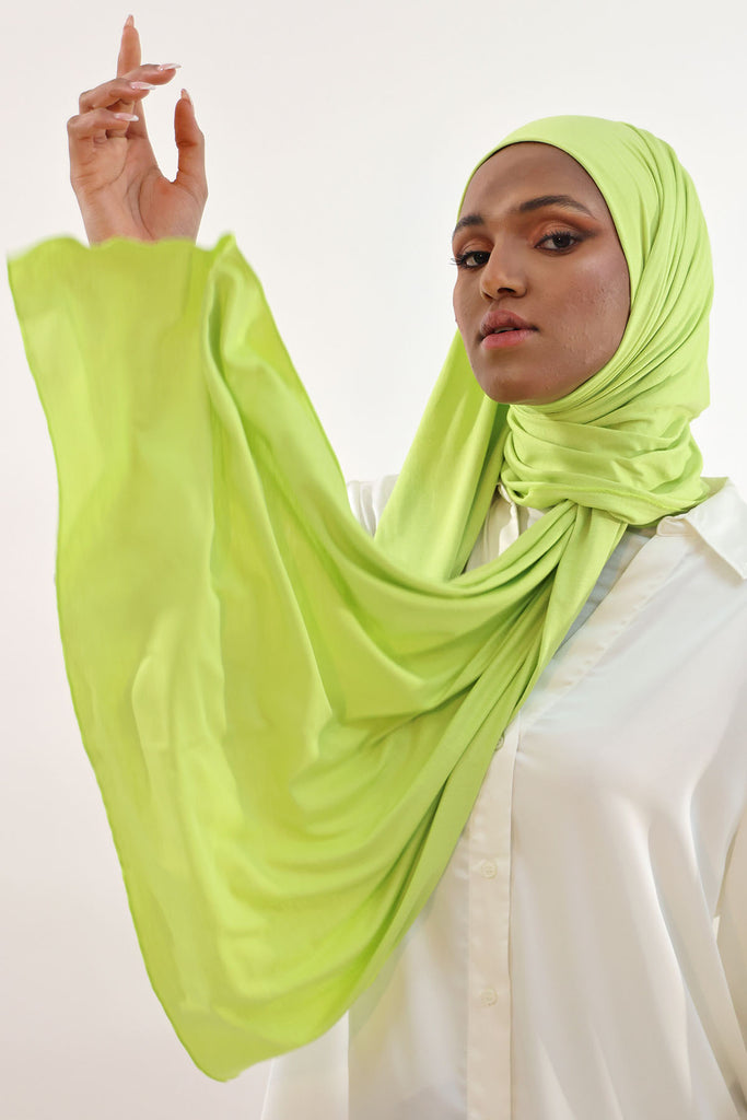 Premium Jersey Hijab - Lime Green