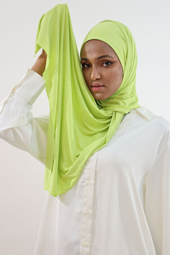 Premium Jersey Hijab - Lime Green