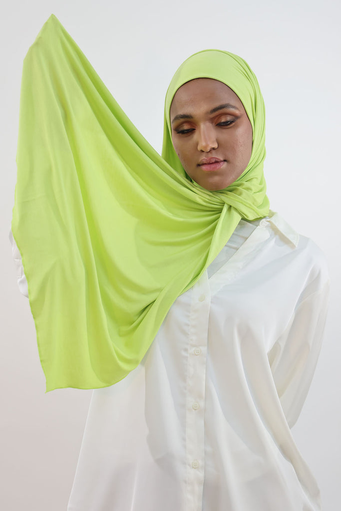 Premium Jersey Hijab - Lime Green