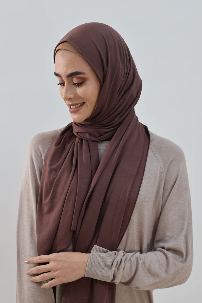 Premium Jersey Hijab - Dark Oak Brown