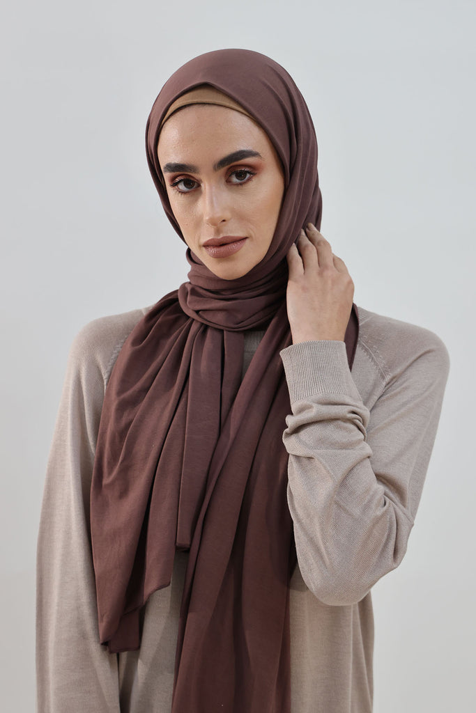 Premium Jersey Hijab - Dark Oak Brown