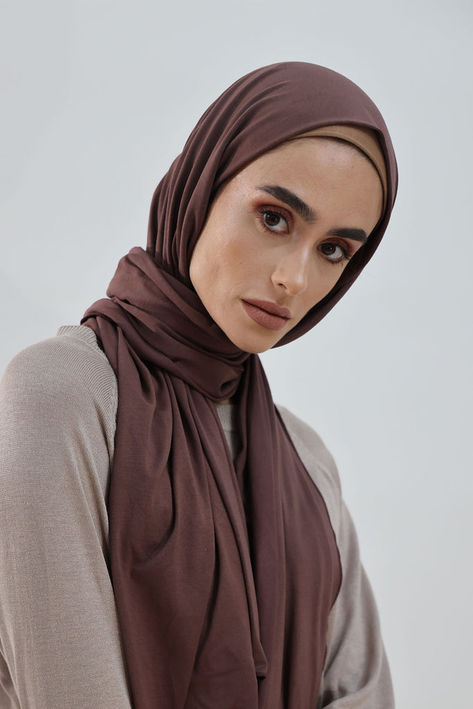 Premium Jersey Hijab - Dark Oak Brown