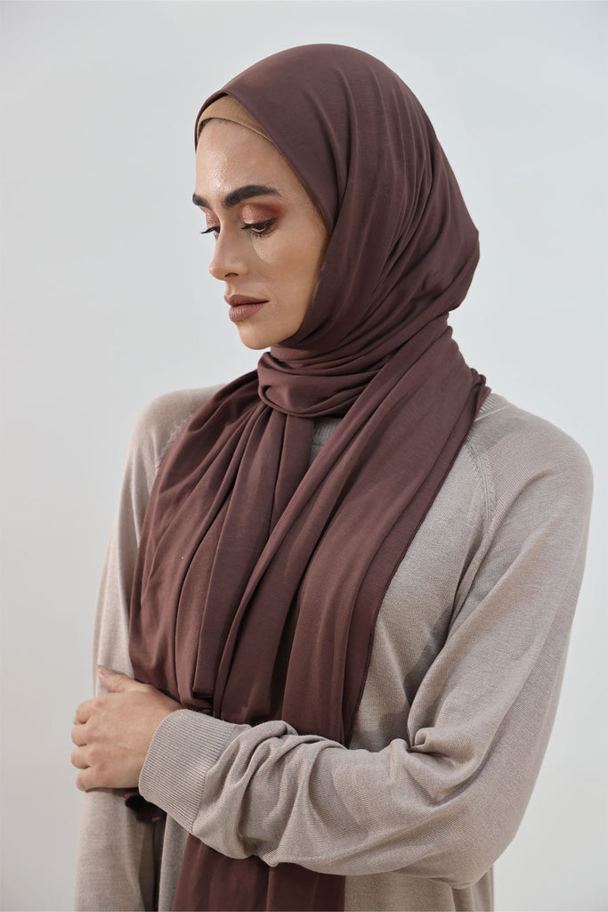 Premium Jersey Hijab - Dark Oak Brown