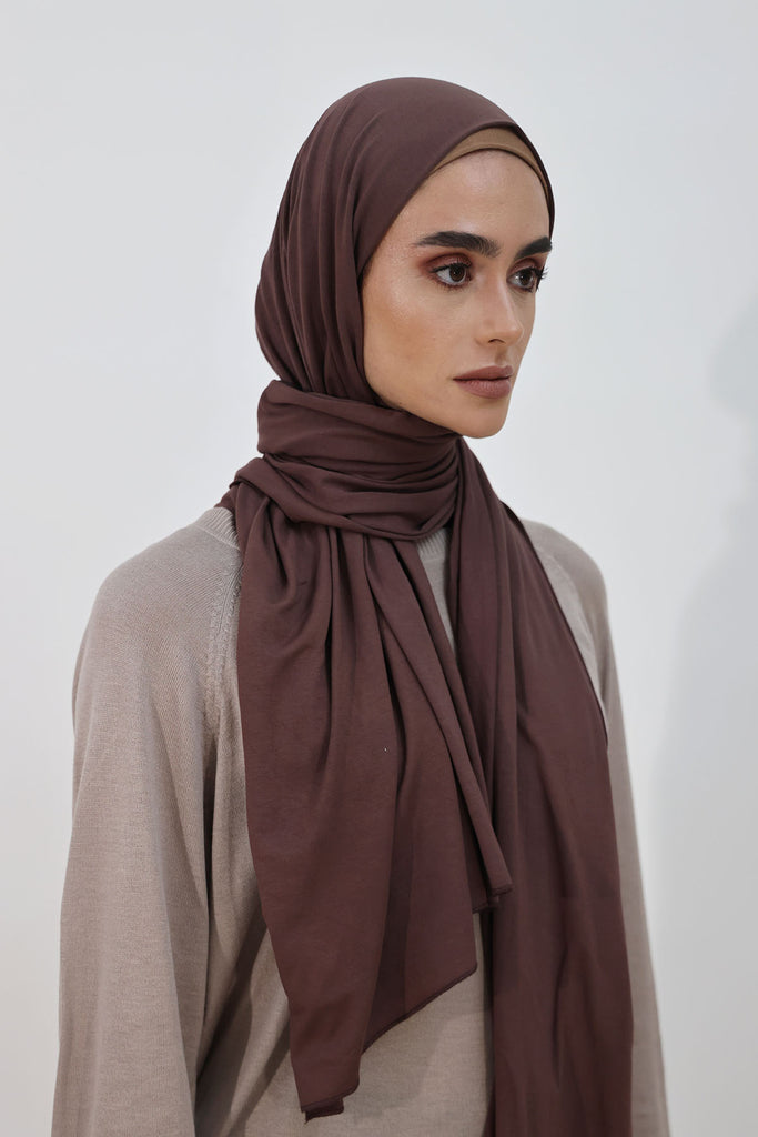 Premium Jersey Hijab - Dark Oak Brown