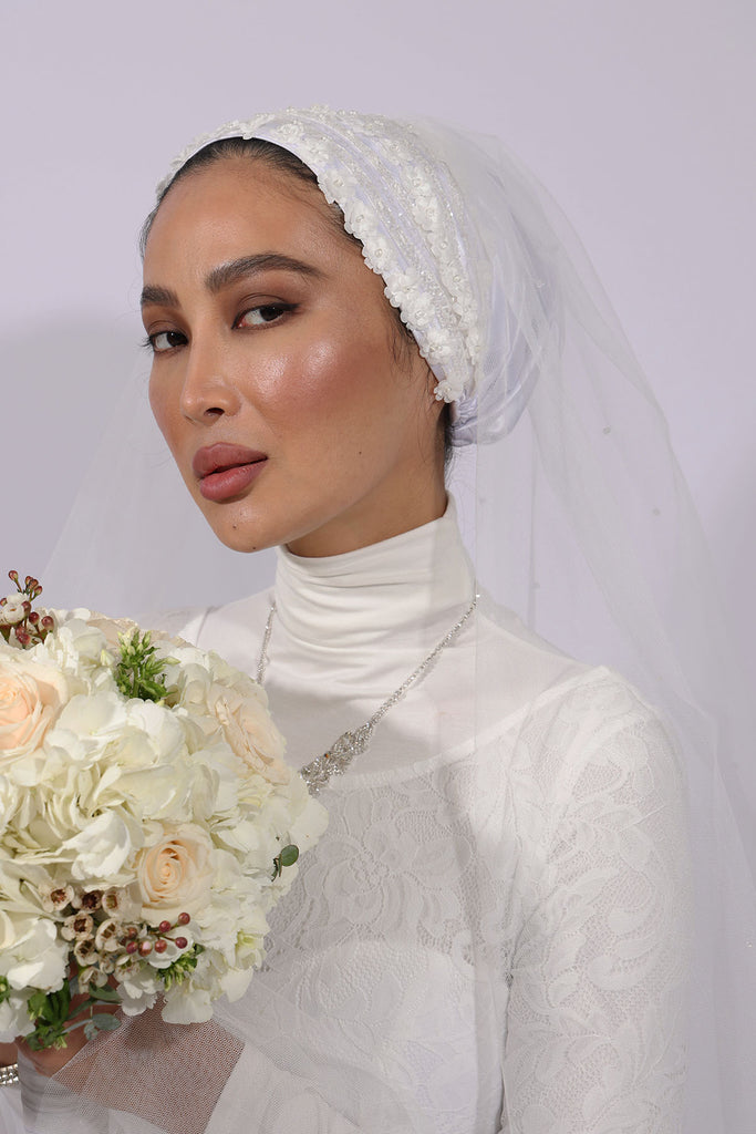 Shine The Hijab Products Majestic White Veil for Bridal and Occasions.