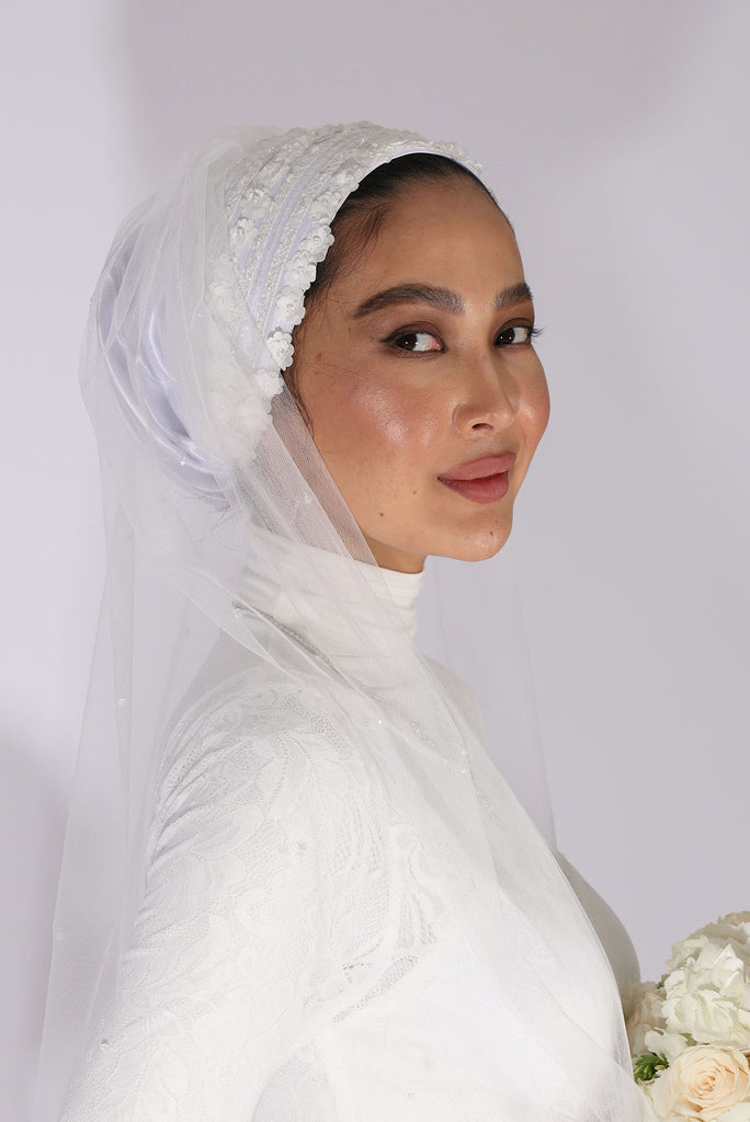 Shine The Hijab Products Majestic White Veil for Bridal and Occasions.