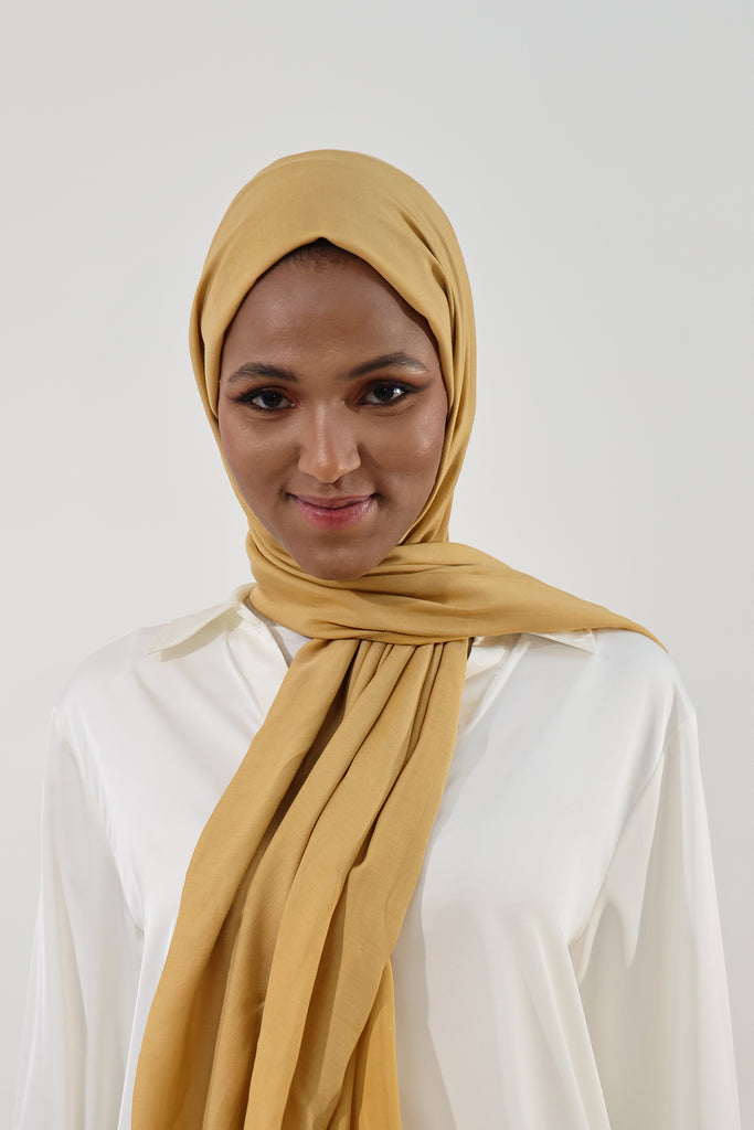 Shine The Hijab Oranges Fabric Hijab Collection in its Honeycomb Color