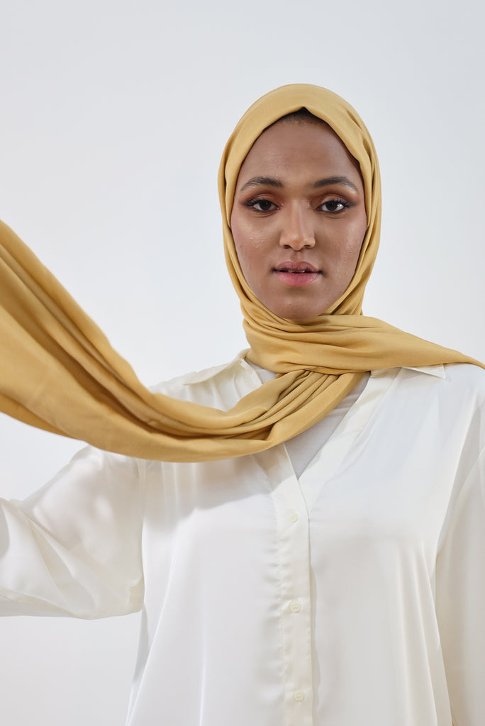 Shine The Hijab Oranges Fabric Hijab Collection in its Honeycomb Color