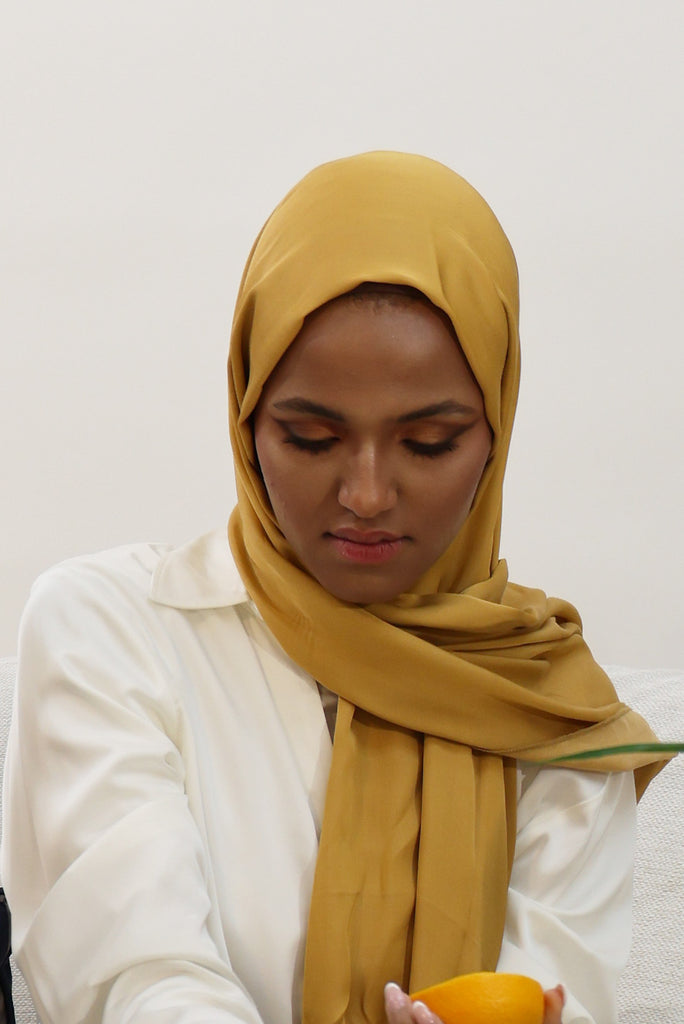 Shine The Hijab Oranges Fabric Hijab Collection in its Honeycomb Color