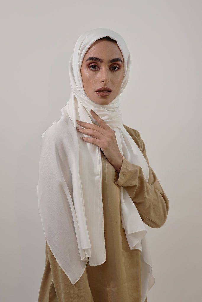 Shine The Hijab Oranges Fabric Hijab Collection in its Natural Ivory Color