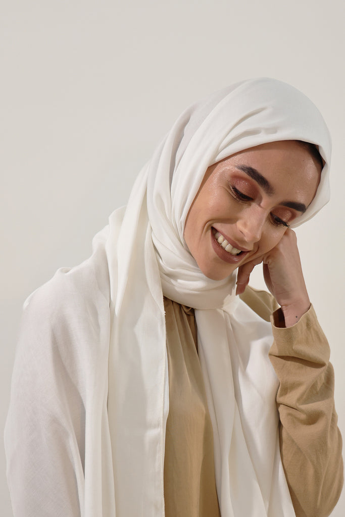 Shine The Hijab Oranges Fabric Hijab Collection in its Natural Ivory Color
