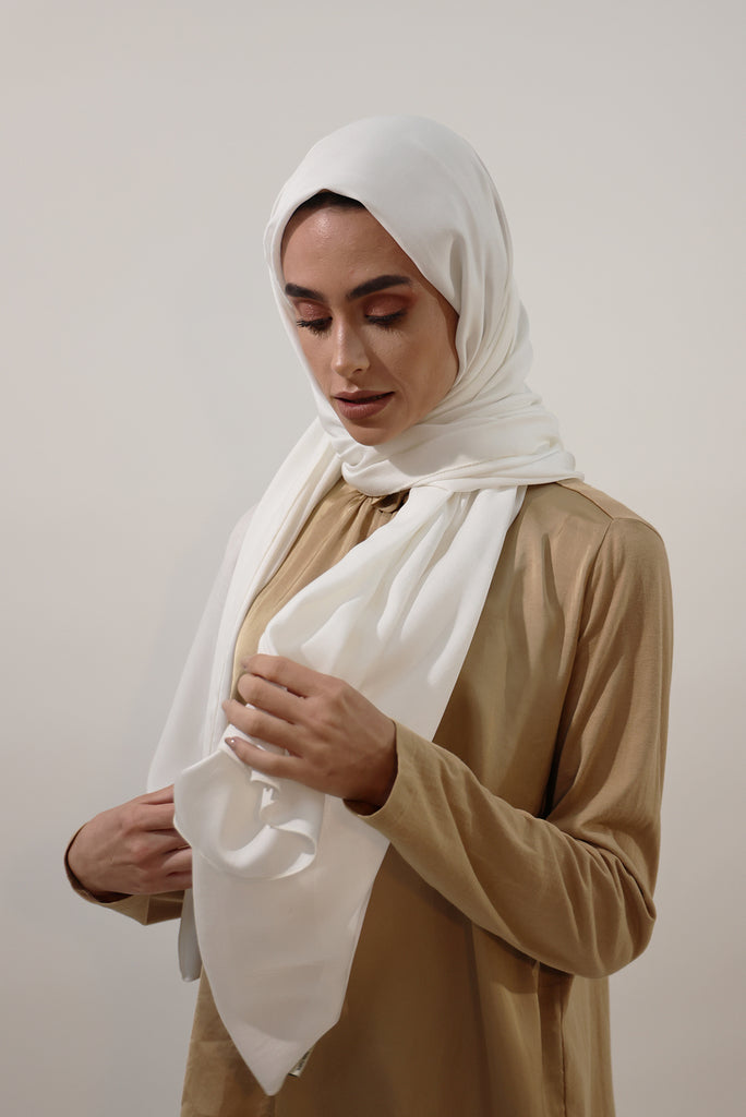 Shine The Hijab Oranges Fabric Hijab Collection in its Natural Ivory Color