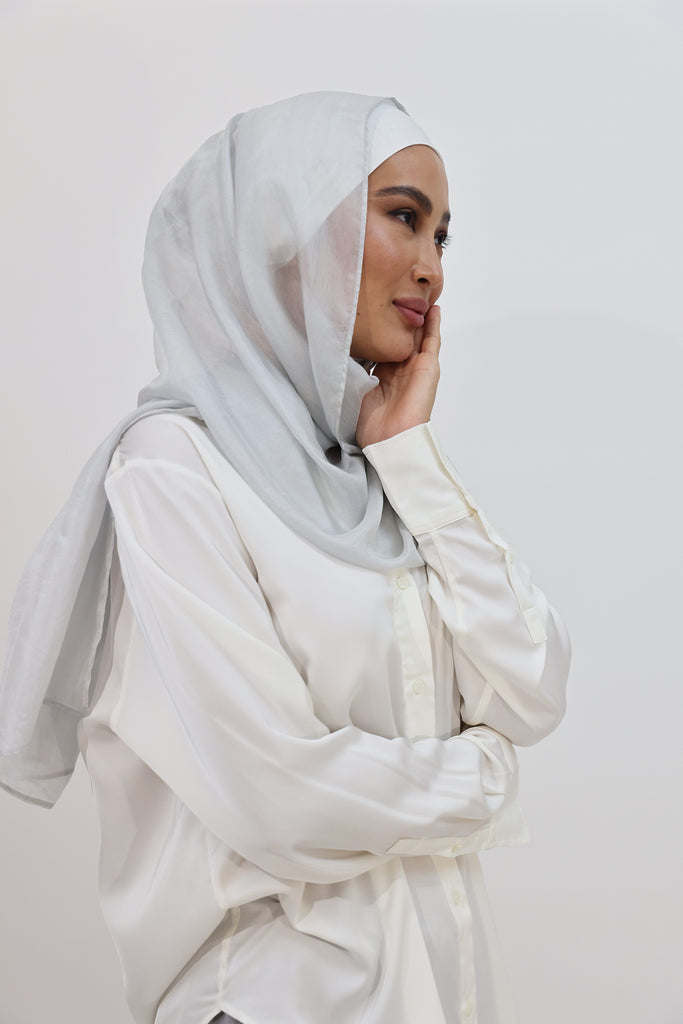 SHINE THE HIJAB-Silk Light Ash hijab from everyday collection.