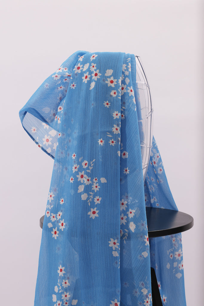 SHINE THE HIJAB Squiggly Chiffon Prints, Authentic Blue