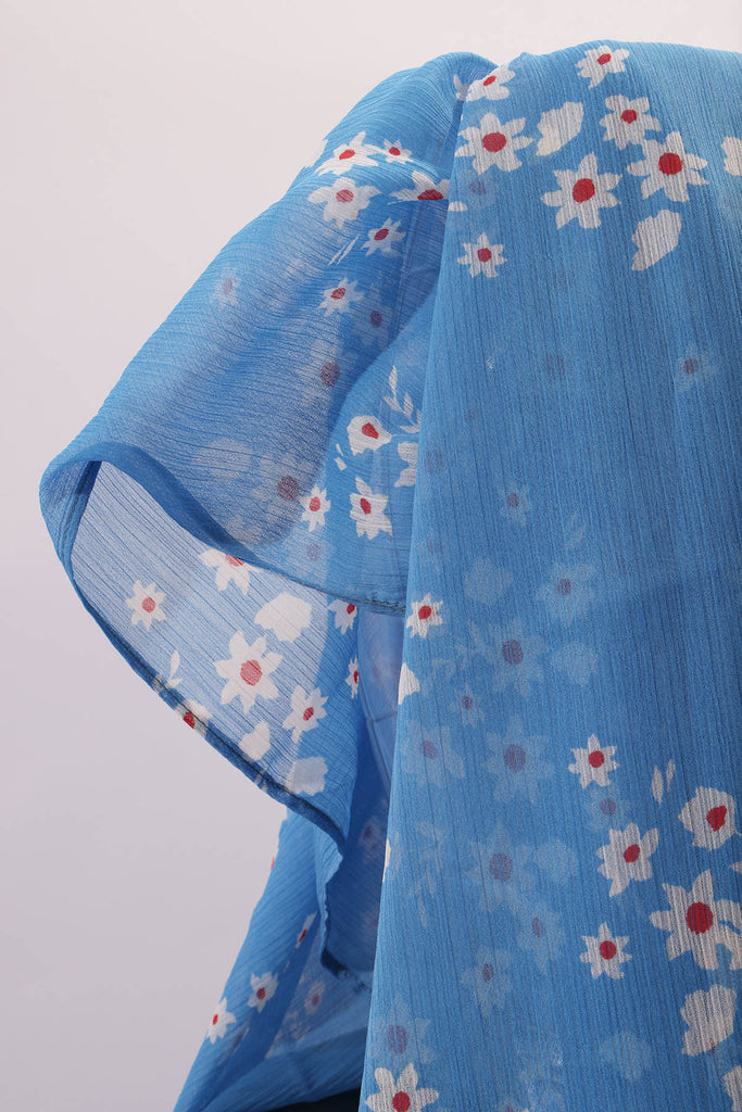 SHINE THE HIJAB Squiggly Chiffon Prints, Authentic Blue