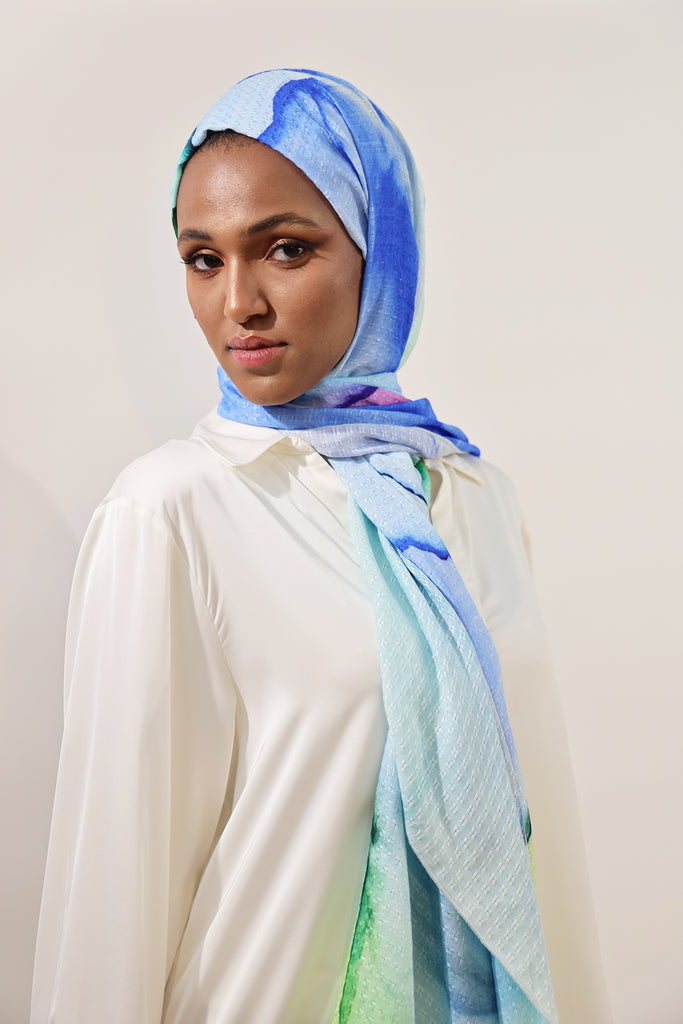 Shine The Hijab Sugarcane Fabric Hijab Collection in its Dream Waves Print