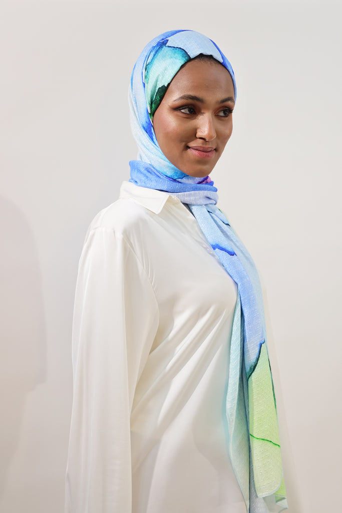 Shine The Hijab Sugarcane Fabric Hijab Collection in its Dream Waves Print