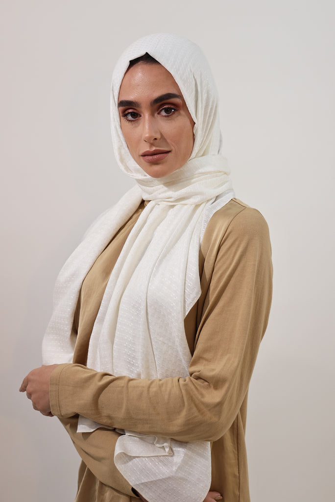 Shine The Hijab Sugarcane Fabric Hijab Collection in its Natural Ivory Color